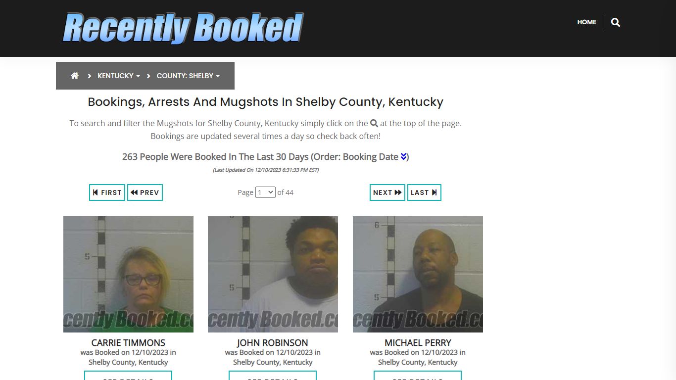 Bookings, Arrests and Mugshots in Shelby County, Kentucky